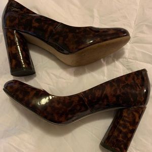 Isola Patent Leather Tortoise Shell Chunky Heels